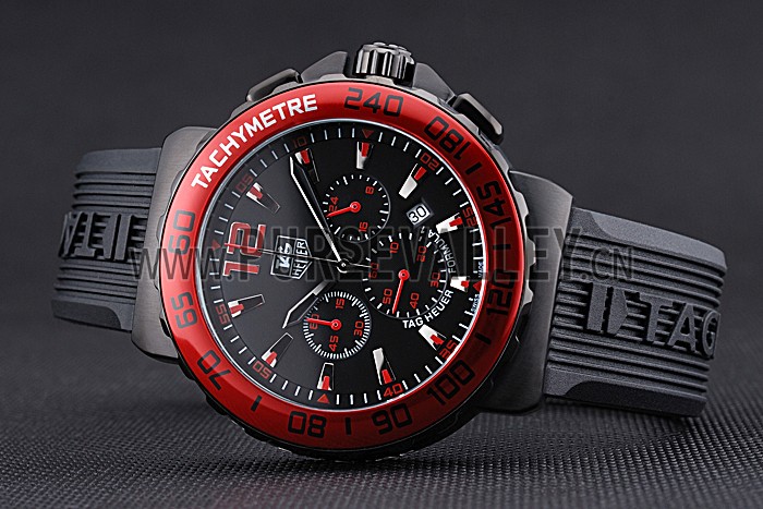 Tag Heuer Formula 1 Chronograph Black Dial Red Bezel Red Numerals 622407