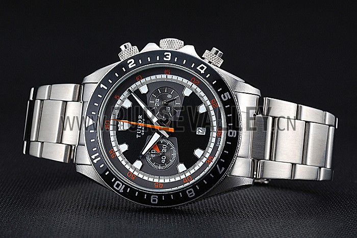 Tudor Heritage Chronograph Black Dial Stainless Steel Bracelet 622418