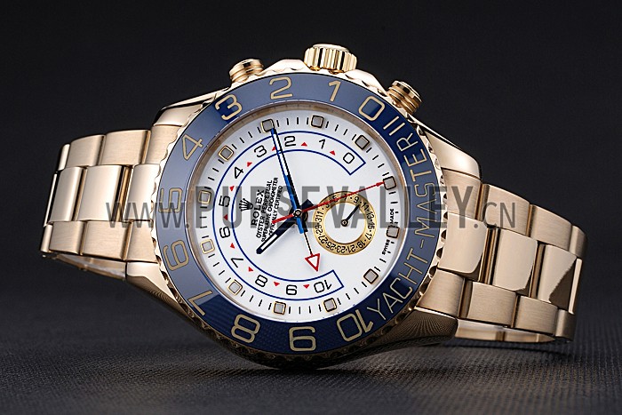 Rolex Yachtmaster II White Dial Blue Bezel Gold Bracelet 622271