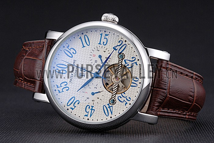 Patek Philippe Grand Complications Stainless Steel Case White Dial Roman Numerals Brown Leather Bracelet 622257