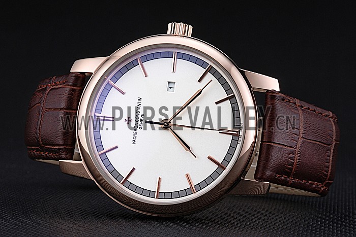 Vacheron Constantin Patrimony Contemporary Gold Case White Dial Brown Leather Strap 622307