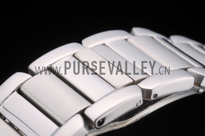 Cartier Tank Anglaise 30mm White Dial Diamonds Steel Case Stainless Steel Bracelet