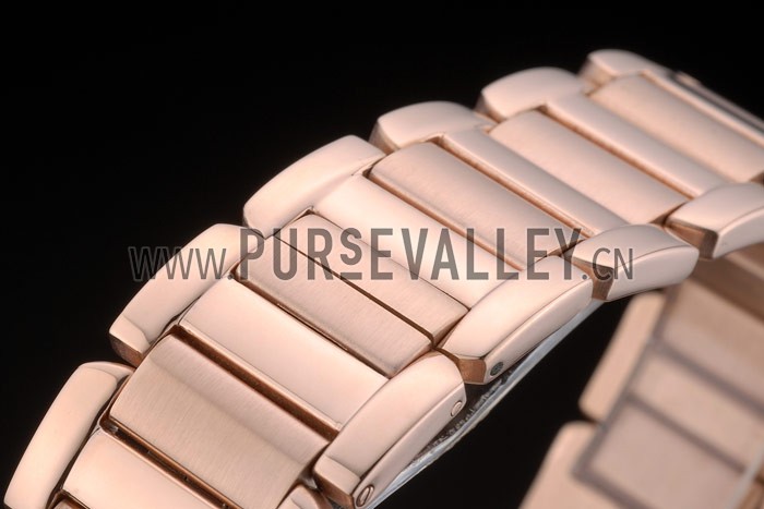 Cartier Tank Anglaise 36mm White Dial Diamonds Rose Gold Case Rose Gold Bracelet