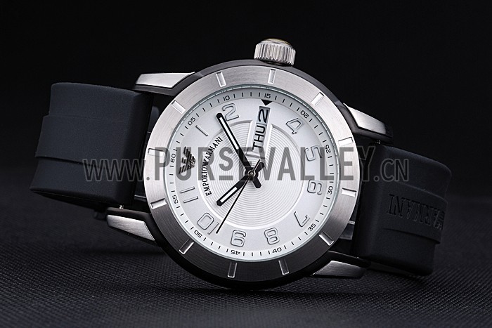 Emporio Armani Classic Black Rubber Strap White Dial