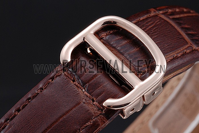 Cartier Rotonde Blue Crown Brown Leather Bracelet 621974