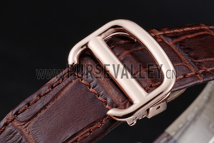 Cartier Ronde Louis White Dial Brown Leather Strap 621976