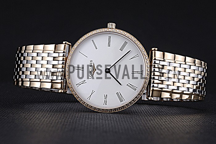 Longines La Grande Classique Two Tone Band White Dial Diamond Bezel Homme 622103