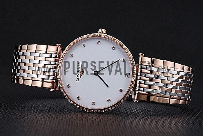 Longines La Grande Classique Rose Gold White Dial Diamond Bezel Homme 622105