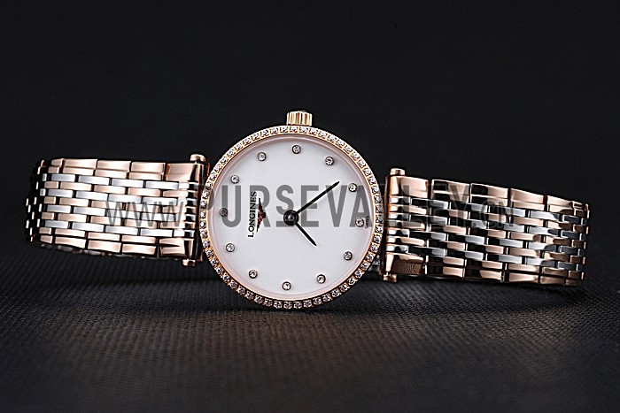 Longines La Grande Classique Rose Gold White Dial Diamond Bezel Femme 622106