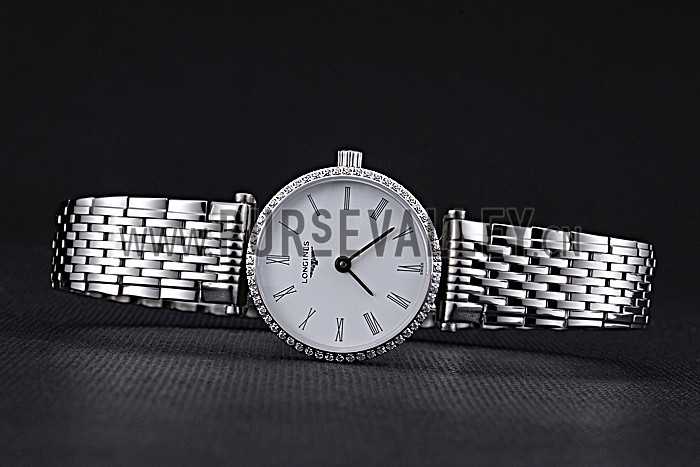 Longines La Grande Classique Stainless Steel White Dial Diamond Bezel Femme 622110