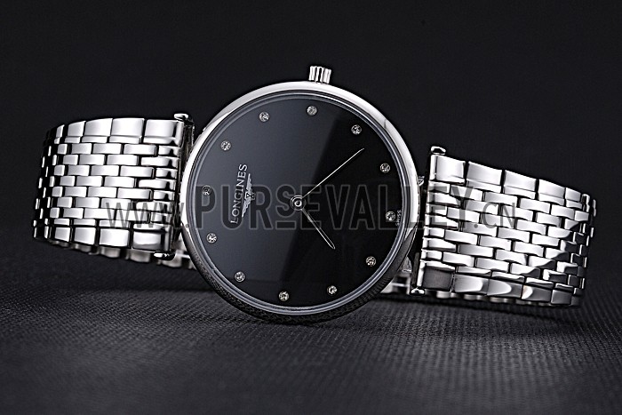 Longines La Grande Classique Stainless Steel Black Dial Diamond Markers Homme 622111