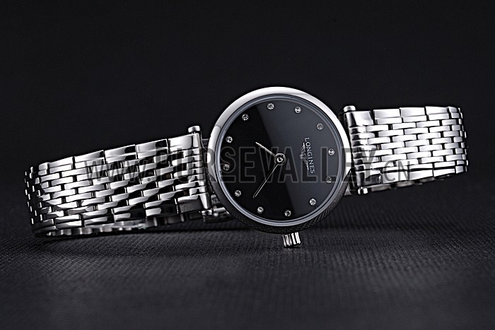 Longines La Grande Classique Stainless Steel Black Dial Diamond Markers Femme 622112