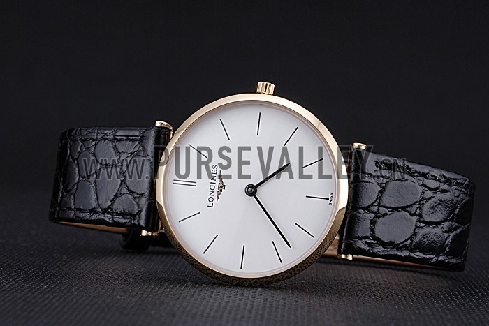 Longines La Grande Classique White Dial Black Leather Strap Homme 622115