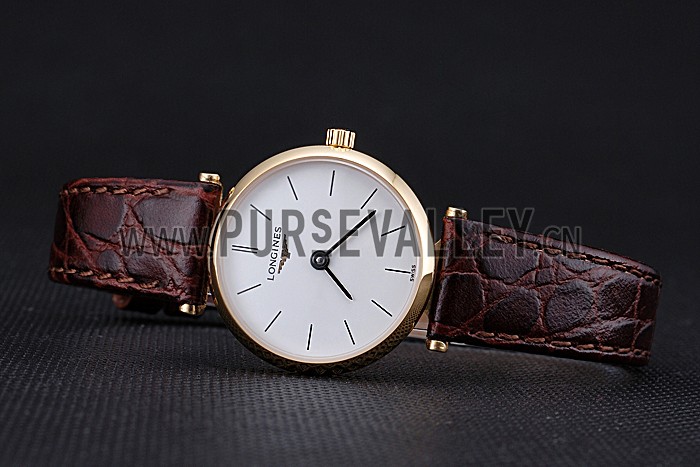 Longines La Grande Classique White Dial Brown Leather Strap Femme 622120