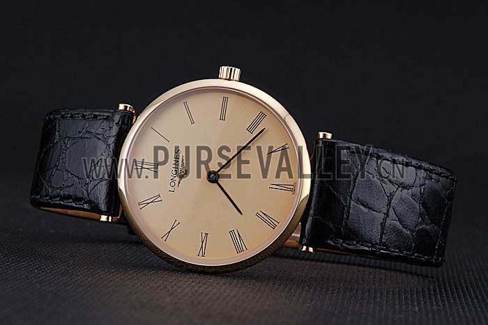 Longines La Grande Classique Champagne Dial Black Leather Band Homme 622123