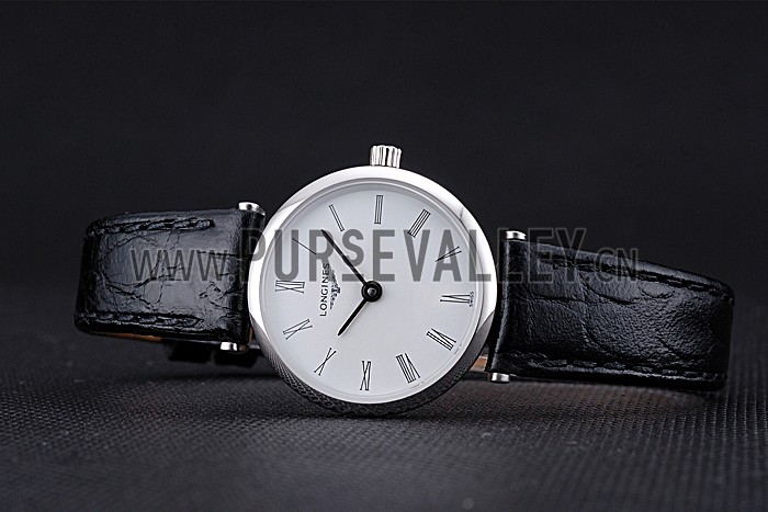 Longines La Grande Classique White Dial Black Leather Band Femme 622128