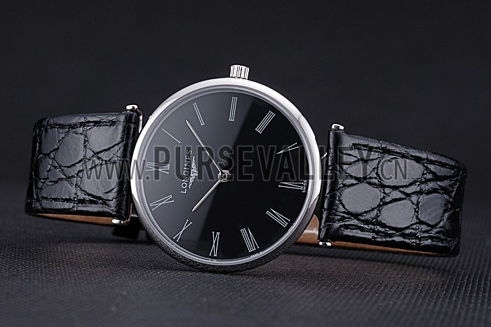Longines La Grande Classique Black Dial Black Leather Band Homme 622131