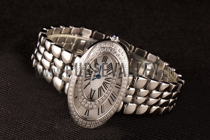 Cartier Baignoire Hypnose White Dial Diamonds Steel Case Steel Bracelet