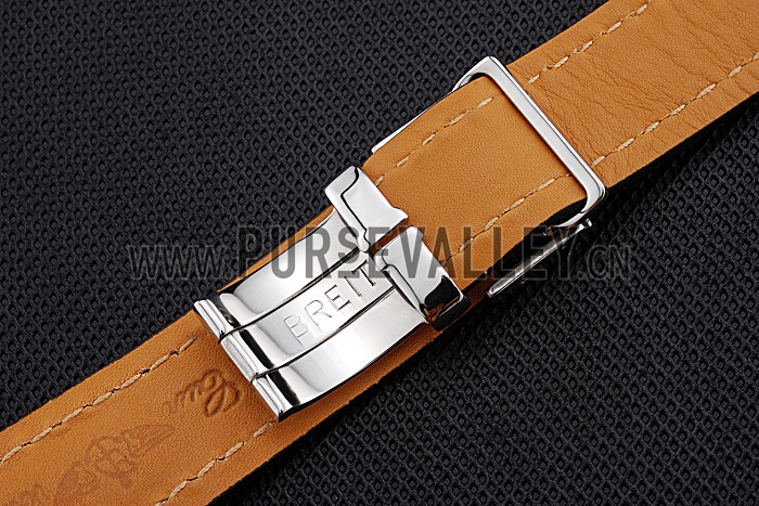 Breitling Black Leather White Stitching Bracelet 622482