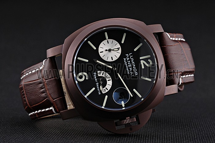 Panerai Luminor Brown Leather Strap Black Dial 80163
