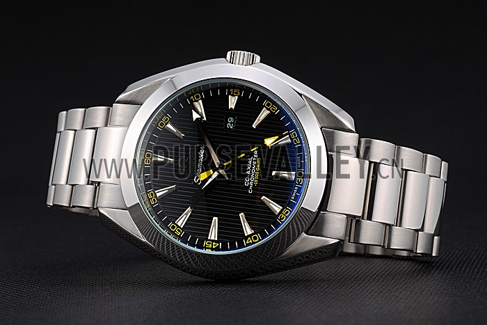 Omega Seamaster Aqua Terra Black Dial Yellow Numerals Stainless Steel Bracelet 622524
