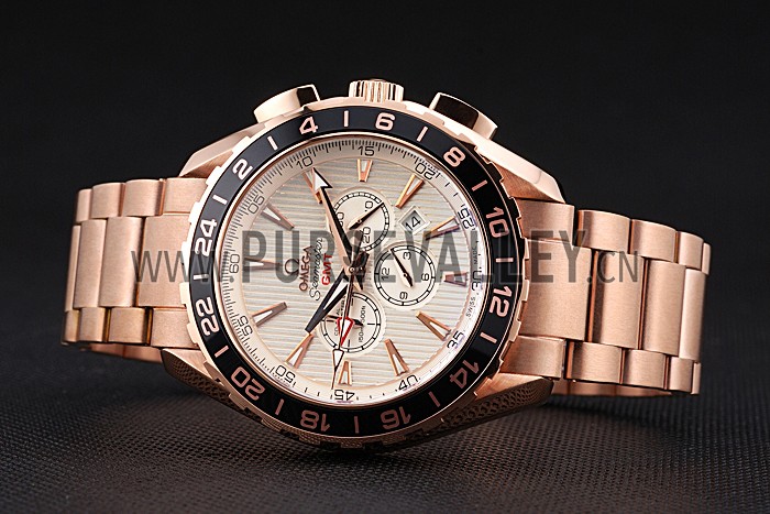 Omega Seamaster Aqua Terra Chrono GMT Ivory Dial Gold Bracelet 622533
