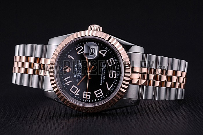 Rolex DateJust Black Dial Stainless Steel and Gold Bracelet 622545