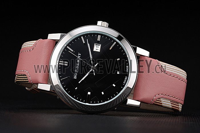 Burberry The City Classic Black Dial Pink Bracelet 622561