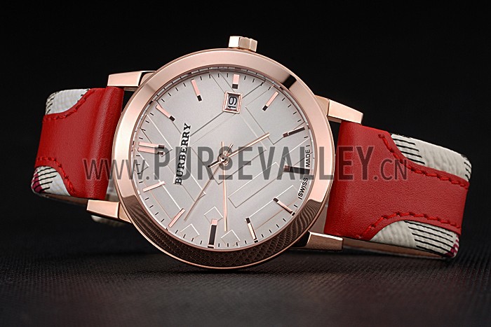 Burberry The City Classic Silver Dial Red Bracelet 622567
