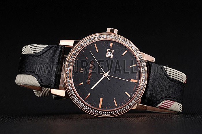 Burberry The City Classic Diamonds Case Black Dial Black Bracelet 622569