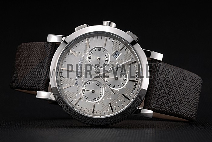 Burberry The City Classic Chronograph Silver Dial Smoked Trench Bracelet 622572