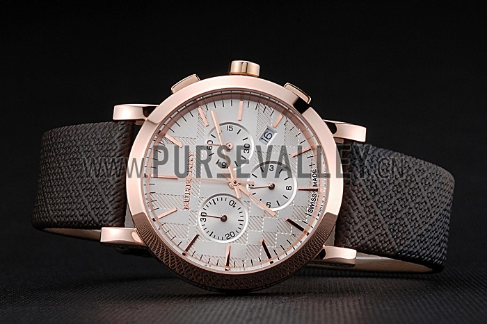 Burberry The City Classic Chronograph Silver Dial Smoked Trench Bracelet 622574