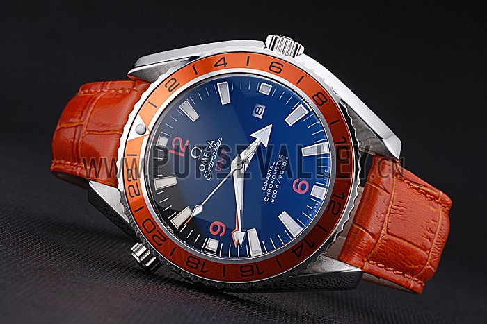 Omega Seamaster Planet Ocean GMT Orange Dial Orange Leather Band 622395