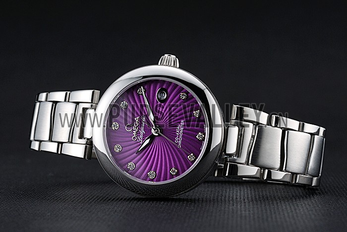 Omega Ladymatic Purple Dial Stainless Steel Bracelet 622459