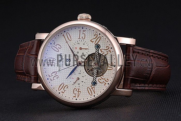 Patek Philippe Grand Complications Gold Case White Dial Arabic Numerals Brown Leather Bracelet 622255