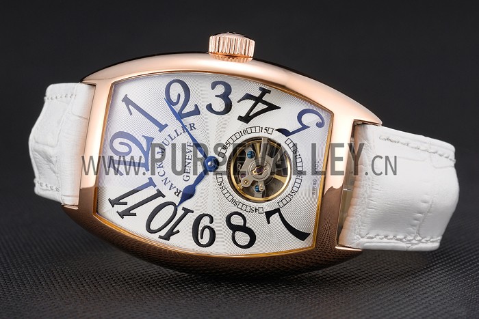 Franck Muller Casablanca White Croco Leather Strap White Dial 80283