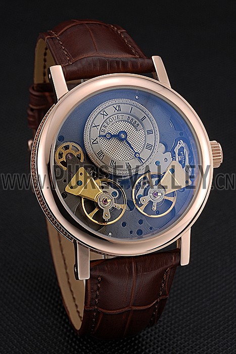 Breguet Duo Tourbillon Gold Case Beige Dial Brown Leather Bracelet 622625