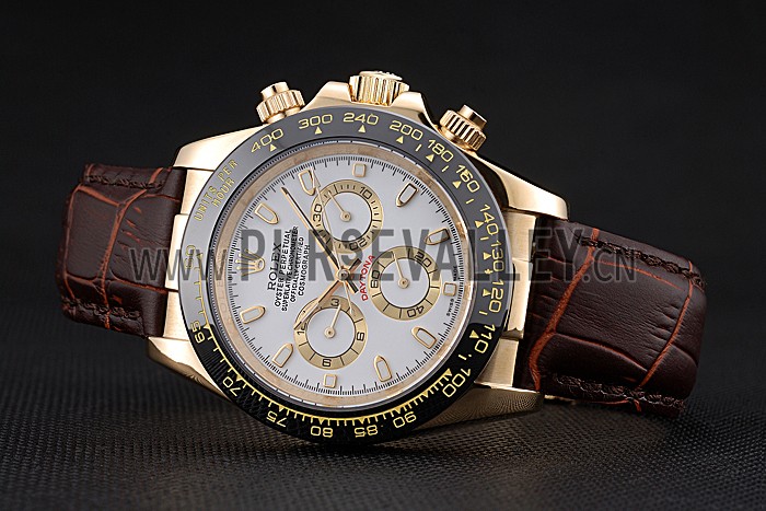 Rolex Cosmograph Daytona Gold Case White Dial Brown Leather Bracelet 622633