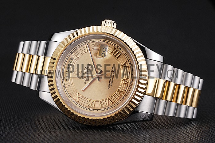 Rolex Day-Date Two Tone Stainless Steel 18k Gold Plated Gold Dial