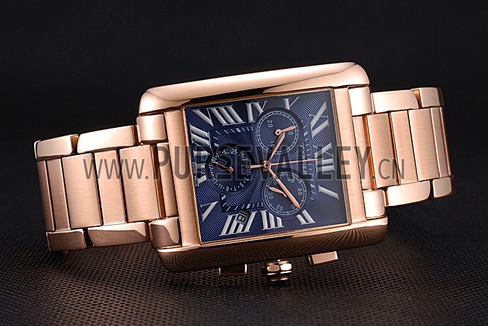 Cartier Tank MC Navy Dial Rose Gold Case And Bracelet 622704