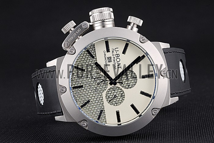 U-Boat Italo Fontana White Dial Stainless Steel Case Black Leather Bracelet 622715