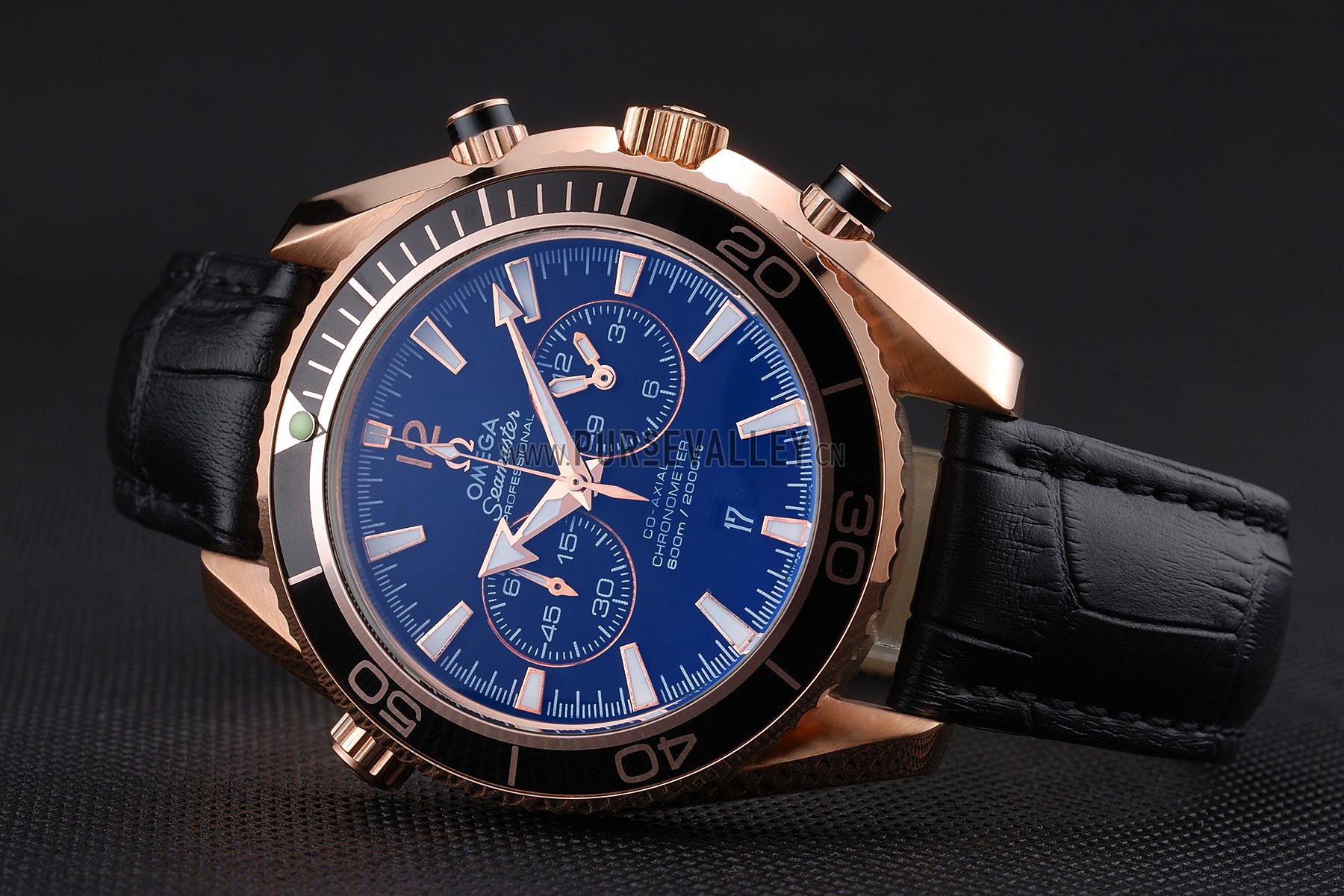 Omega Seamaster Planet Ocean Chronograph Ceragold Black Dial 622391