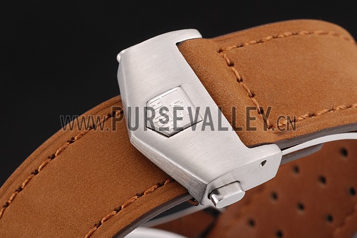 Tag Heuer Carrera SpaceX Silver Bezel with Black Dial and Light Brown Leather Strap tag265 621536