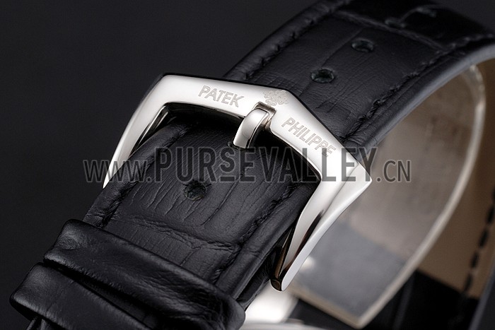 Patek Philippe Grand Complications Stainless Steel Case Black Dial Black Leather Bracelet 622258