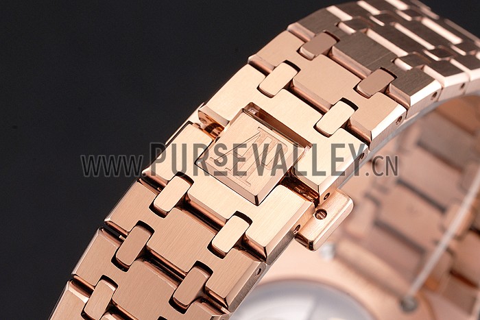 Swiss Audemars Piguet Royal Oak Black Dial Rose Gold Case And Bracelet