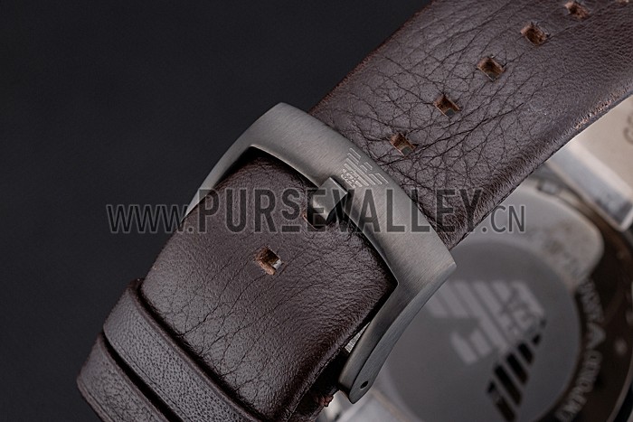 Emporio Armani Classic Chronograph Brown Dial Silver Case Brown Leather Bracelet 622341