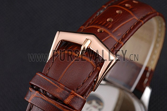 Patek Philippe Moonphase Chronograph White Dial Gold Case Brown Leather Strap 622843