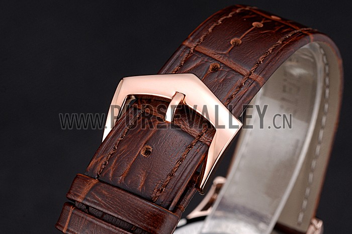 Patek Philippe Calatrava White Dial Diamond Numerals Rose Gold Case Brown Leather Strap 622834