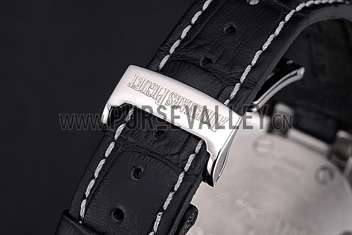Swiss Audemars Piguet Royal Oak Offshore Gold Dial Stainless Steel Case Black Leather Strap 622849