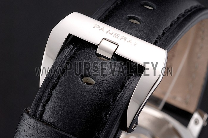 Panerai Luminor Marina Date Black Hobnail Pattern Dial Stainless Steel Case Black Leather Strap